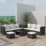 Set de sofás de jardín 8 piezas y cojines ratán sintético negro de , Conjuntos de jardín - Ref: Foro24-42995, Precio: 740,82 ...