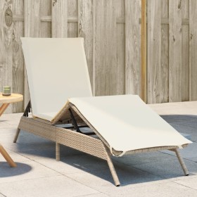 Tumbona con cojín ratán sintético beige de , Tumbonas - Ref: Foro24-4002705, Precio: 146,43 €