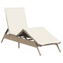 Tumbona con cojín ratán sintético beige de , Tumbonas - Ref: Foro24-4002705, Precio: 143,57 €, Descuento: %