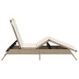 Tumbona con cojín ratán sintético beige de , Tumbonas - Ref: Foro24-4002705, Precio: 143,57 €, Descuento: %