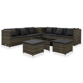 Set de sofás de jardín 8 piezas y cojines ratán sintético gris de , Conjuntos de jardín - Ref: Foro24-313136, Precio: 749,57 ...