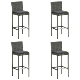 Taburetes altos de jardín cojines 4 uds ratán sintético gris de , Sillas de jardín - Ref: Foro24-316671, Precio: 347,33 €, De...