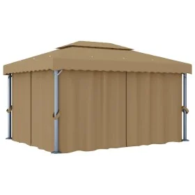 Gazebo with gray taupe aluminum curtain 4x3 m by vidaXL, Tents and gazebos - Ref: Foro24-3067050, Price: 528,54 €, Discount: %