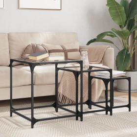 Mesas de centro apilables 3 pzas de acero con tapa de vidrio von , Couchtisch - Ref: Foro24-845986, Preis: 62,07 €, Rabatt: %