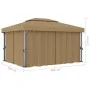 Gazebo with gray taupe aluminum curtain 4x3 m by vidaXL, Tents and gazebos - Ref: Foro24-3067050, Price: 528,54 €, Discount: %