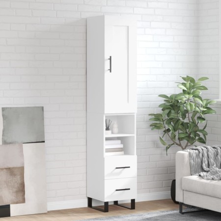 Aparador alto madera contrachapada blanco 34,5x34x180 cm by , Sideboards - Ref: Foro24-3200281, Price: 114,61 €, Discount: %