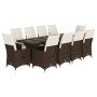 Set de mesa y sillas de jardín 11 pzs y cojines ratán PE marrón by , Garden sets - Ref: Foro24-3277245, Price: 1,00 €, Discou...