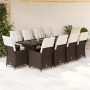 Set de mesa y sillas de jardín 11 pzs y cojines ratán PE marrón by , Garden sets - Ref: Foro24-3277264, Price: 1,00 €, Discou...