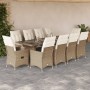 Set de mesa y sillas de jardín 11 pzas y cojines ratán PE beige by , Garden sets - Ref: Foro24-3277247, Price: 1,00 €, Discou...