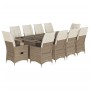 Set de mesa y sillas de jardín 11 pzas y cojines ratán PE beige by , Garden sets - Ref: Foro24-3277247, Price: 1,00 €, Discou...