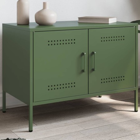 Mueble de TV de acero verde oliva 68x39x50,5 cm by , TV Furniture - Ref: Foro24-842942, Price: 78,92 €, Discount: %