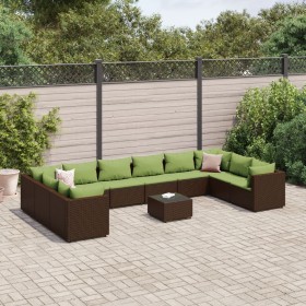 Set de muebles de jardín 11 pzas cojines ratán sintético marrón de , Conjuntos de jardín - Ref: Foro24-3308294, Precio: 810,6...