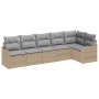 Conjunto de sofá de jardín con cojín 6 pcs Beige Poliratán