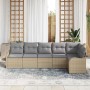 Conjunto de sofá de jardín con cojín 6 pcs Beige Poliratán