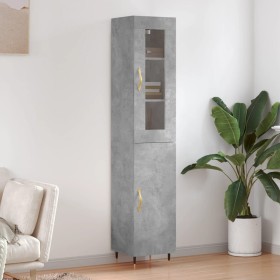 Aparador de madera contrachapada gris hormigón 34,5x34x180 cm by , Sideboards - Ref: Foro24-3199157, Price: 98,97 €, Discount: %