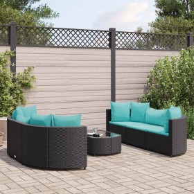 Set de sofás de jardín 7 pzas con cojines ratán sintético negro by , Garden sets - Ref: Foro24-3308436, Price: 517,69 €, Disc...