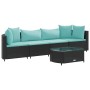 Set de muebles de jardín 5 pzas y cojines ratán sintético negro by , Garden sets - Ref: Foro24-3308372, Price: 348,33 €, Disc...