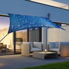 HI Toldo solar con 100 LED azul claro 2x3 m