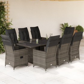 Set comedor jardín 9 pzas y cojines ratán sintético gris von , Gartensets - Ref: Foro24-3276746, Preis: 1,00 €, Rabatt: %