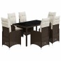 Set de mesa y sillas jardín 7 pzas con cojines ratán PE marrón von , Gartensets - Ref: Foro24-3277067, Preis: 818,07 €, Rabat...