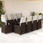 Set de mesa y sillas de jardín 11 pzs y cojines ratán PE marrón von , Gartensets - Ref: Foro24-3277298, Preis: 1,00 €, Rabatt: %