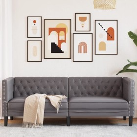 Sofá Chesterfield de 3 plazas cuero artificial gris by , Sofas - Ref: Foro24-372669, Price: 274,33 €, Discount: %