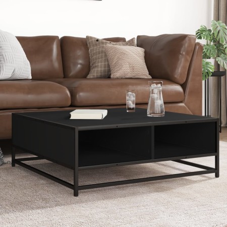 Mesa de centro madera de ingeniería y metal negro 80x80x30 cm de , Mesas de centro - Ref: Foro24-848769, Precio: 65,10 €