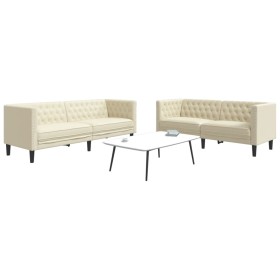 Juego de sofás Chesterfield 2 piezas cuero sintético crema von , Sofas - Ref: Foro24-3209275, Preis: 566,13 €, Rabatt: %