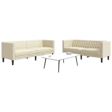 Juego de sofás Chesterfield 2 piezas cuero sintético crema von , Sofas - Ref: Foro24-3209275, Preis: 566,13 €, Rabatt: %