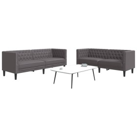 Juego de sofás Chesterfield 2 piezas cuero sintético gris de , Sofás - Ref: Foro24-3209277, Precio: 550,32 €, Descuento: %