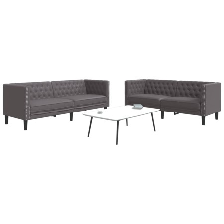 Juego de sofás Chesterfield 2 piezas cuero sintético gris de , Sofás - Ref: Foro24-3209277, Precio: 550,32 €, Descuento: %