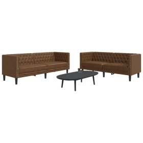 Juego de sofás Chesterfield 2 piezas cuero sintético marrón by , Sofas - Ref: Foro24-3209280, Price: 605,92 €, Discount: %