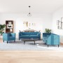 Set de sofás Chesterfield con cojines 3 piezas terciopelo azul von , Sofas - Ref: Foro24-3209289, Preis: 832,09 €, Rabatt: %