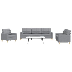 Juego de sofás con cojines 3 piezas tela gris claro von , Sofas - Ref: Foro24-3278303, Preis: 636,33 €, Rabatt: %