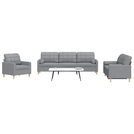 Juego de sofás con cojines 3 piezas tela gris claro von , Sofas - Ref: Foro24-3278303, Preis: 636,33 €, Rabatt: %