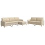 Juego de sofás con reposapiés 3 piezas tela crema von , Sofas - Ref: Foro24-3278329, Preis: 547,03 €, Rabatt: %