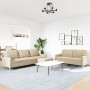 Juego de sofás con reposapiés 3 piezas tela crema von , Sofas - Ref: Foro24-3278329, Preis: 547,03 €, Rabatt: %