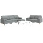 Juego de sofás 3 pzas con reposapiés y cojines tela gris claro von , Sofas - Ref: Foro24-3278343, Preis: 555,40 €, Rabatt: %