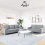 Juego de sofás 3 pzas con reposapiés y cojines tela gris claro von , Sofas - Ref: Foro24-3278343, Preis: 555,40 €, Rabatt: %