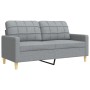 Juego de sofás 3 pzas con reposapiés y cojines tela gris claro von , Sofas - Ref: Foro24-3278343, Preis: 555,40 €, Rabatt: %