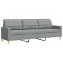 Juego de sofás 3 pzas con reposapiés y cojines tela gris claro von , Sofas - Ref: Foro24-3278343, Preis: 555,40 €, Rabatt: %