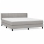 Cama box spring con colchón tela gris claro 160x200 cm
