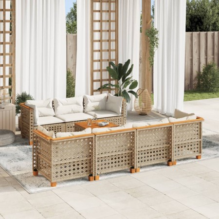 Set de sofás de jardín y cojines 8 piezas ratán sintético beige by , Garden sets - Ref: Foro24-3261754, Price: 689,19 €, Disc...