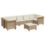 Set de sofás de jardín y cojines 8 piezas ratán sintético beige
