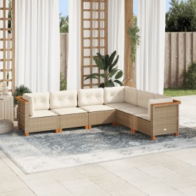 Juego de sofás jardín con cojines 6 pzas ratán sintético beige by , Garden sets - Ref: Foro24-3261859, Price: 447,41 €, Disco...