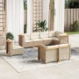 Set aus Gartensofas und Kissen 8-teilig synthetisches Rattan beige von , Gartensets - Ref: Foro24-3261901, Preis: 609,51 €, R...