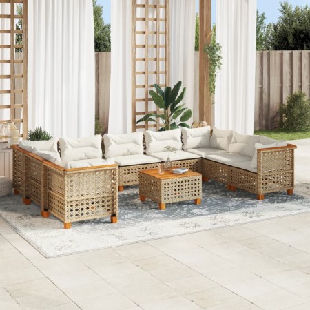 Juego de sofás jardín con cojines beige 10 pzas ratán sintético by , Garden sets - Ref: Foro24-3261988, Price: 816,29 €, Disc...