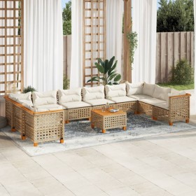 Set de sofás de jardín 11pzas con cojines ratán sintético beige von , Gartensets - Ref: Foro24-3262030, Preis: 882,45 €, Raba...