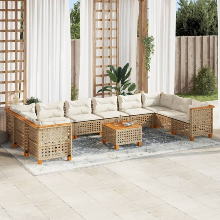 Set de sofás de jardín 11pzas con cojines ratán sintético beige von , Gartensets - Ref: Foro24-3262030, Preis: 882,45 €, Raba...