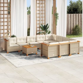 Set de sofás de jardín 11pzas con cojines ratán sintético beige von , Gartensets - Ref: Foro24-3262039, Preis: 793,60 €, Raba...